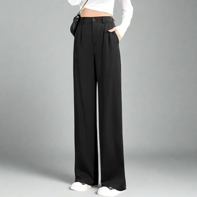 Charlotte – Women's High-Waisted Wide-Leg Work Trousers with Side Pockets