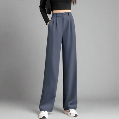 Charlotte – Women's High-Waisted Wide-Leg Work Trousers with Side Pockets